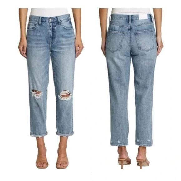 NWT Pistola Presley Relaxed Distressed High Rise Roller Jeans 26 Hibiscus Blue - Picture 10 of 14